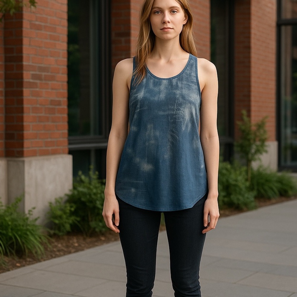 GAP Blue velvet Tank Top with Relaxed Fit and Scoop Neckline